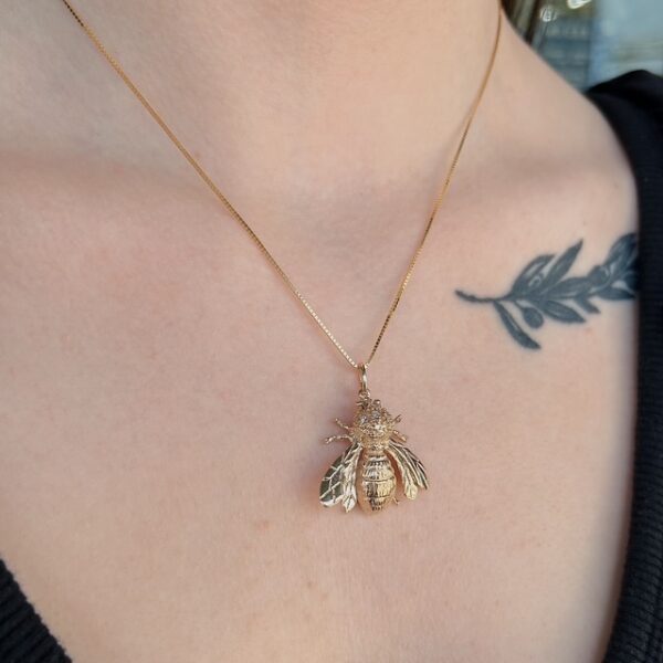 Estate Diamond Bee Pendant - Image 3