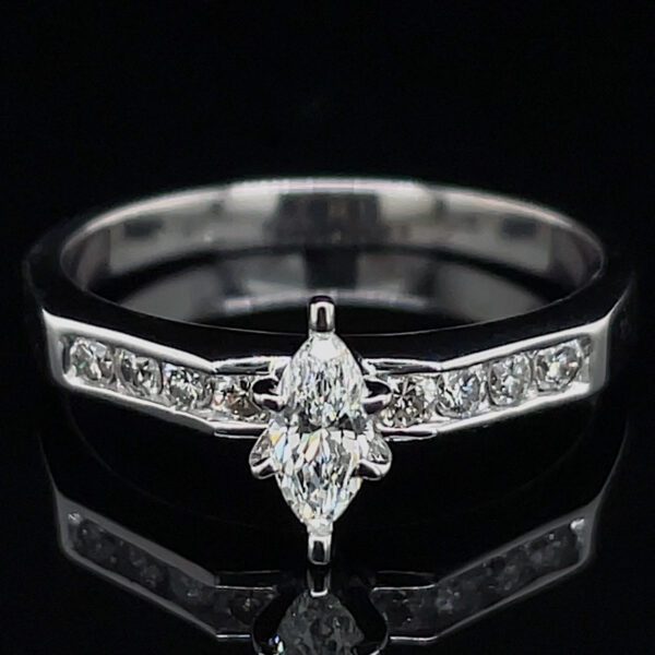 Estate Marquise Diamond Accented Engagement Ring