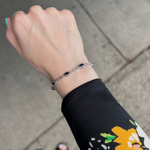 Estate Sapphire & Diamond Halo Bracelet - Image 3