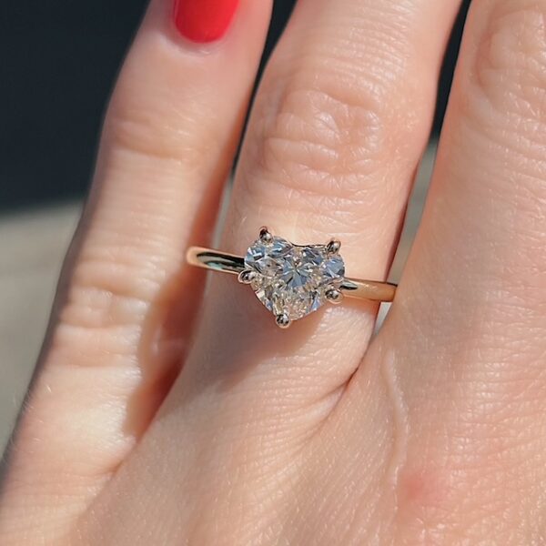 Recycled GIA Certified Heart Diamond Ring - Image 3