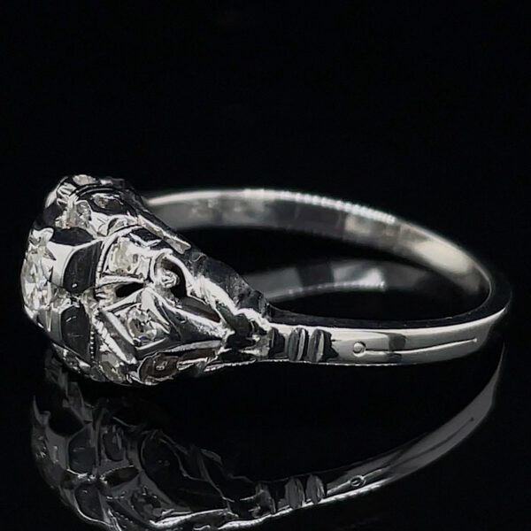 Art Deco 18k White Gold Diamond Ring - Image 2