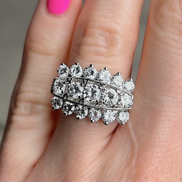 Estate Three Row Diamond Ring - Image 3
