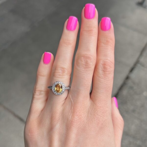 Estate Yellow Sapphire & Diamond Ring - Image 5