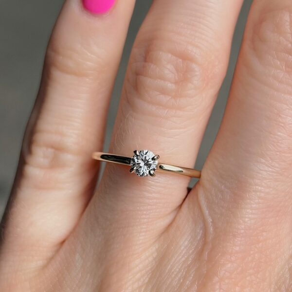Recycled Yellow Gold .33ct Solitaire Ring - Image 2