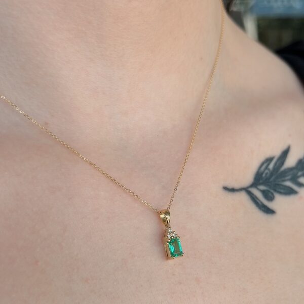 Estate Emerald & Diamond Pendant - Image 2