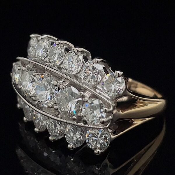 Estate Three Row Diamond Ring - Image 2