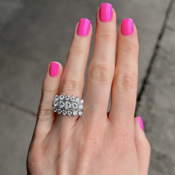 Estate Three Row Diamond Ring - Image 4