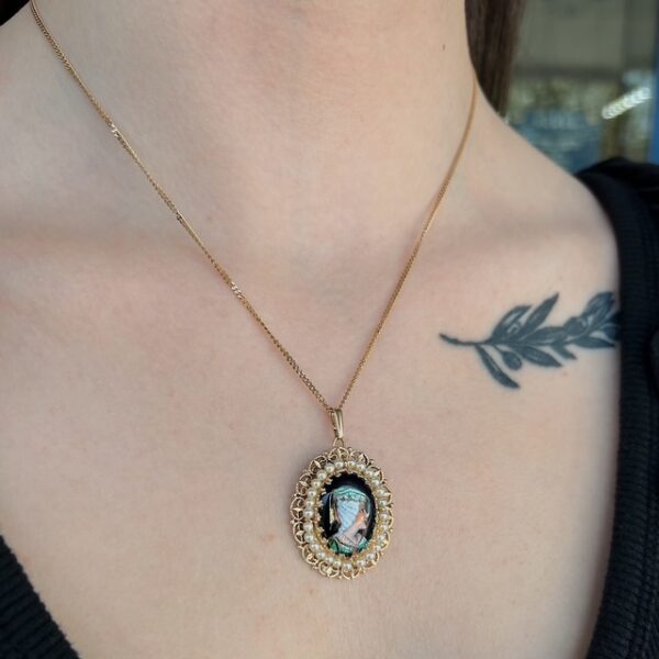 Estate French Lady Portrait Pendant/Brooch - Image 2