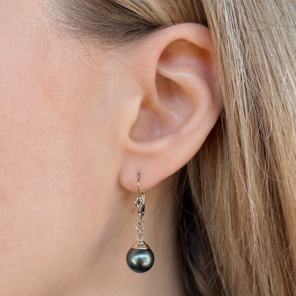Estate Tahitian Pearl Leverback Earrings