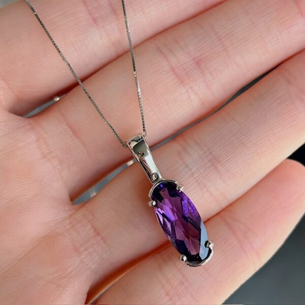 Estate Elongated Amethyst Oval Pendant - Image 2