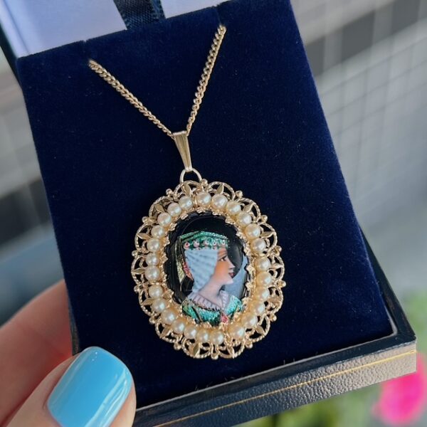 Estate French Lady Portrait Pendant/Brooch