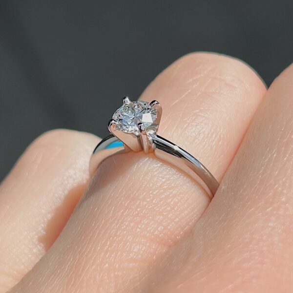 Estate Certified Ideal Cut .56ct Platinum Ring - Image 3