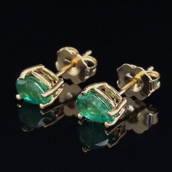 Estate Pear Shape Emerald Studs - Image 2