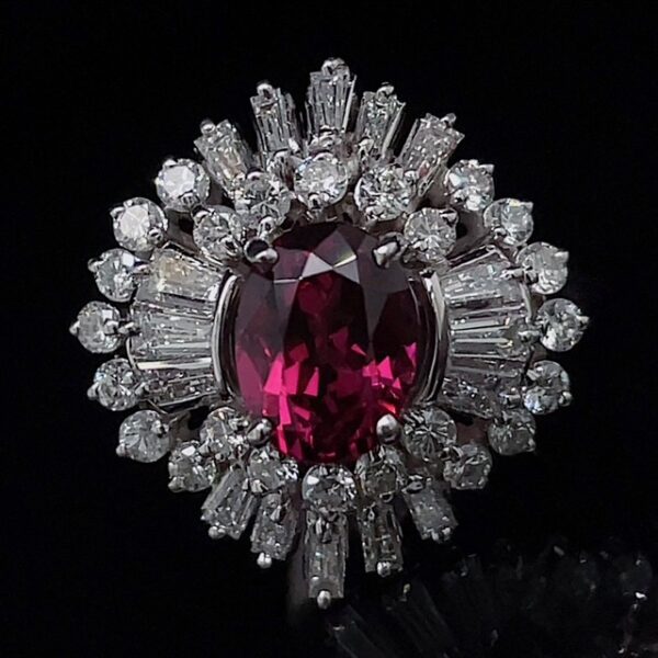 Estate Rhodolite Garnet & Diamond Ballerina Ring