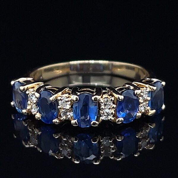 Estate Oval Sapphire & Diamond Band