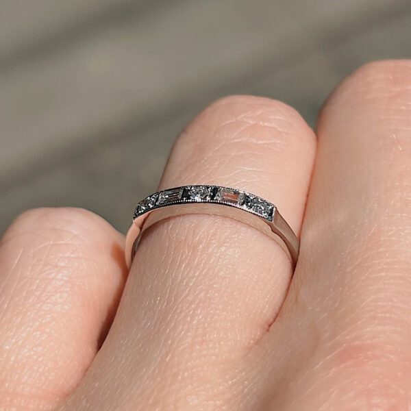 Midcentury Platinum Diamond Band - Image 3