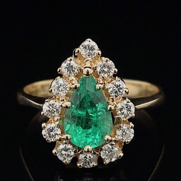 Estate Emerald & Diamond Halo Ring