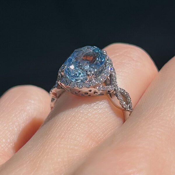 Estate GIA Certified NoHeat Srilanka Sapphire & Diamond Ring - Image 6