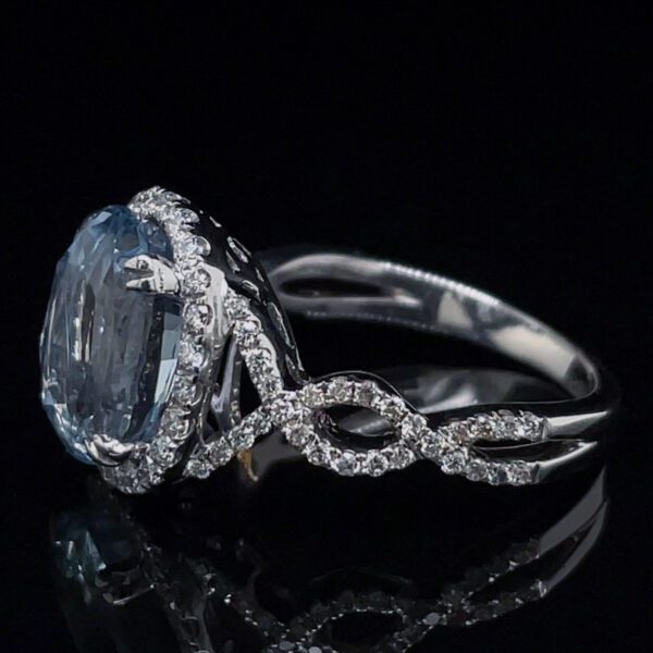 Estate GIA Certified NoHeat Srilanka Sapphire & Diamond Ring - Image 2