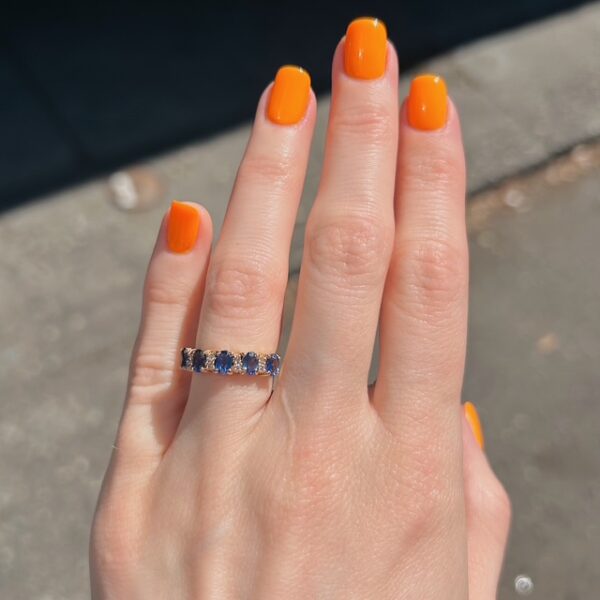 Estate Oval Sapphire & Diamond Band - Image 5