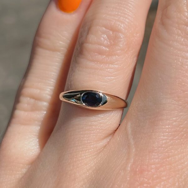 Estate East West Bezel Set Sapphire Ring - Image 2
