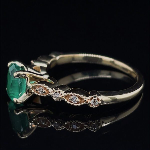 Recycled Emerald & Diamond Ring - Image 2