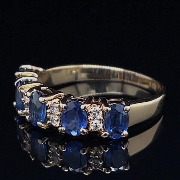 Estate Oval Sapphire & Diamond Band - Image 2