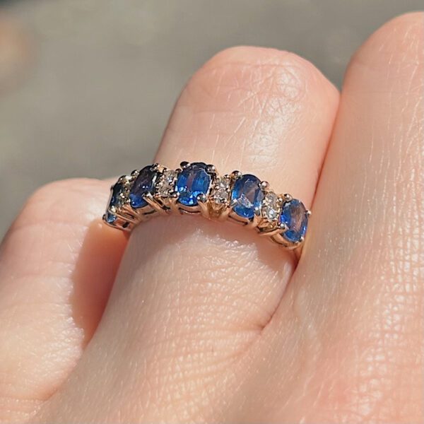 Estate Oval Sapphire & Diamond Band - Image 4
