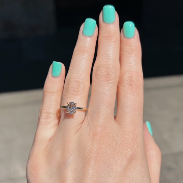 Recycled GIA Certified 1ct Oval Solitaire Diamond Ring - Image 3