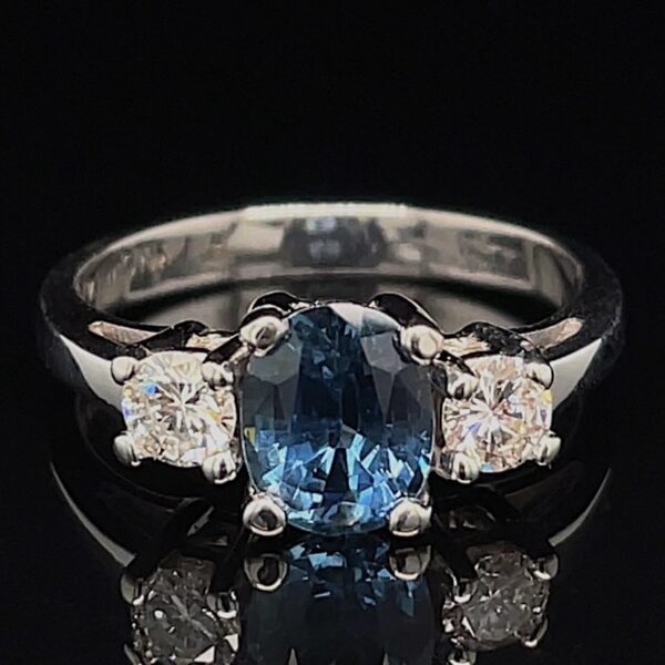 Estate Three Stone Sapphire & Diamond Ring