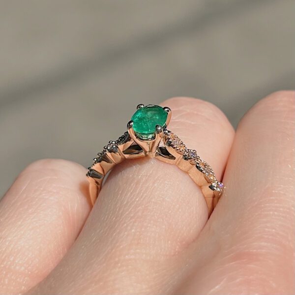 Recycled Emerald & Diamond Ring - Image 5