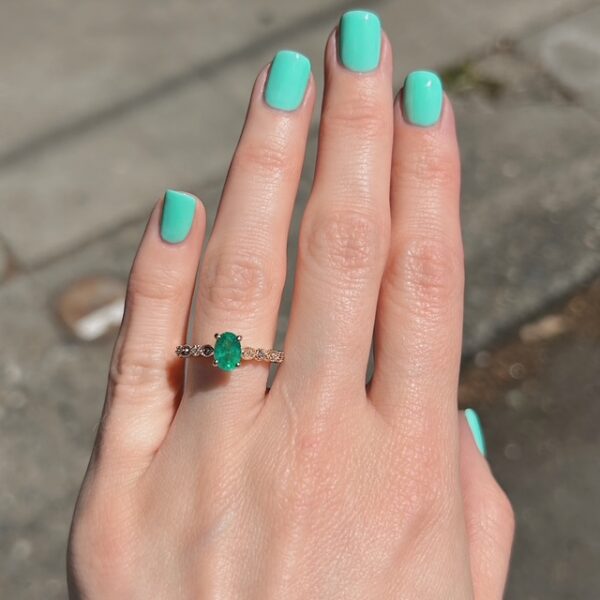 Recycled Emerald & Diamond Ring - Image 4