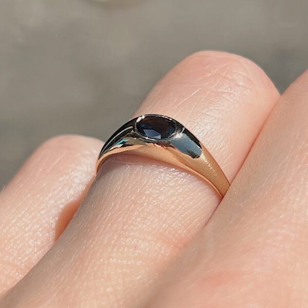 Estate East West Bezel Set Sapphire Ring - Image 4