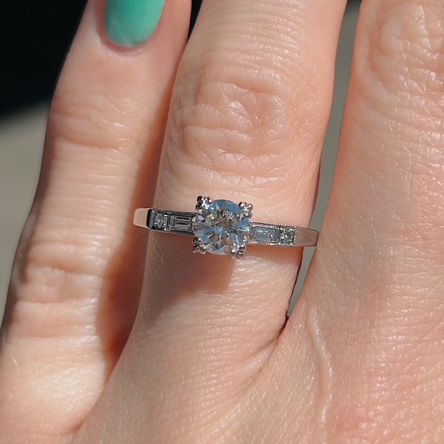 Estate Platinum Midcentury Diamond Ring - Image 2