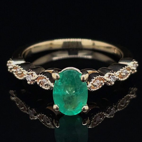 Recycled Emerald & Diamond Ring