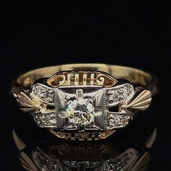 Antique 14k 2 Tone Diamond Ring