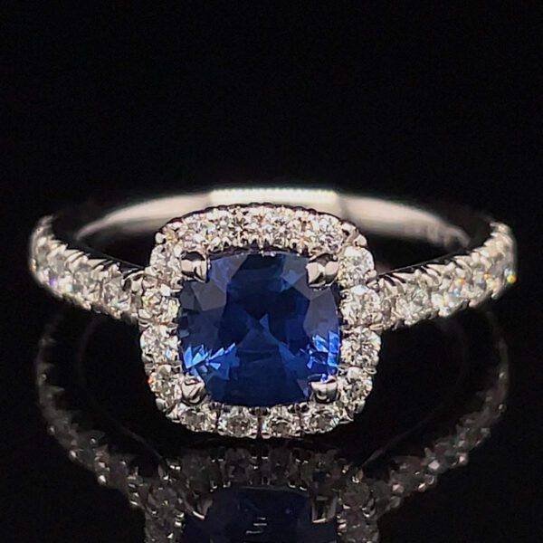 Estate Sapphire & Diamond Halo Ring
