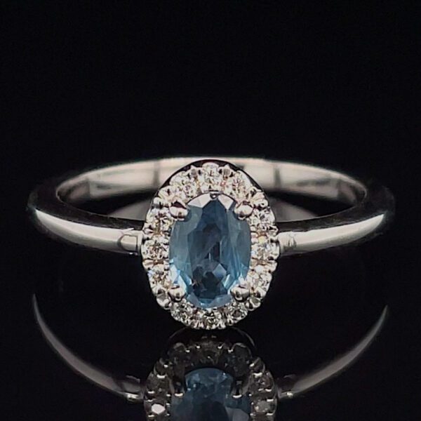 Recycled Sapphire & Diamond Halo Ring