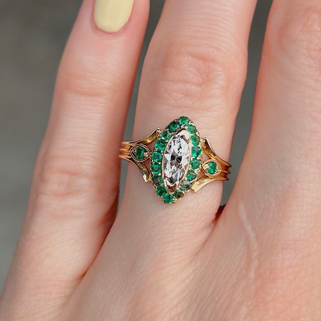 Victorian Emerald & Diamond Ring Circa 1873 - Image 2