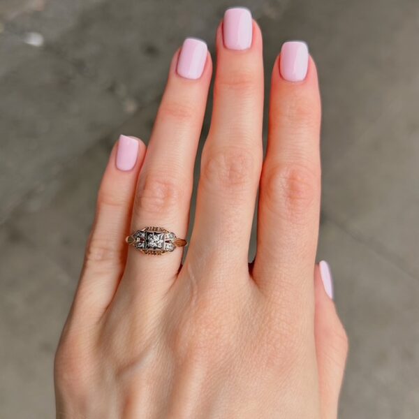 Antique 14k 2 Tone Diamond Ring - Image 5