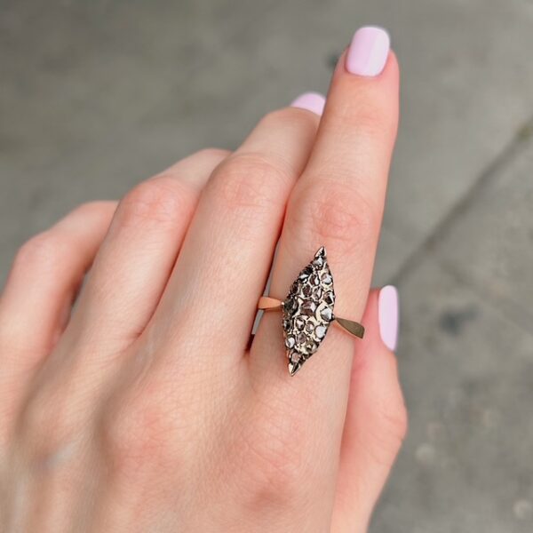 Antique Navette Rose Cut Diamond Ring - Image 3