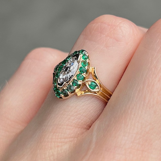 Victorian Emerald & Diamond Ring Circa 1873 - Image 3