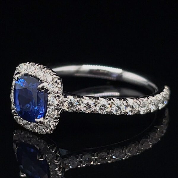 Estate Sapphire & Diamond Halo Ring - Image 2