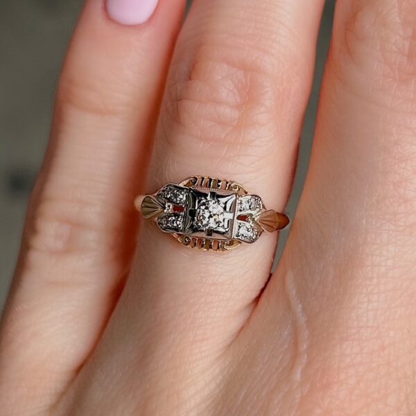 Antique 14k 2 Tone Diamond Ring - Image 3