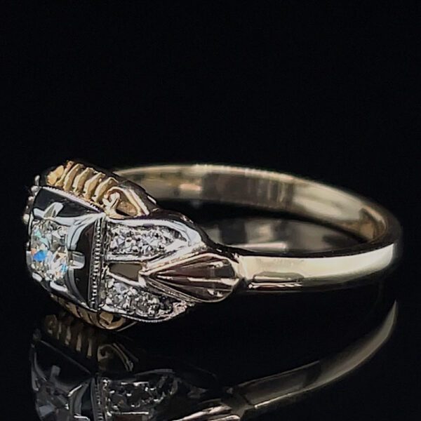 Antique 14k 2 Tone Diamond Ring - Image 2