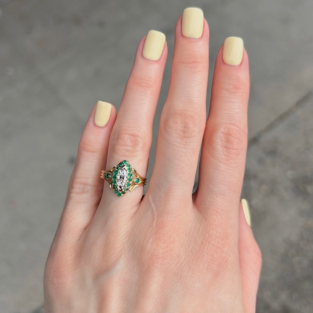 Victorian Emerald & Diamond Ring Circa 1873 - Image 4