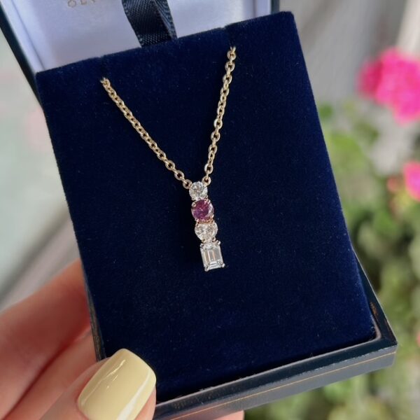 Estate Multi-Gemstone Diamond Pendant