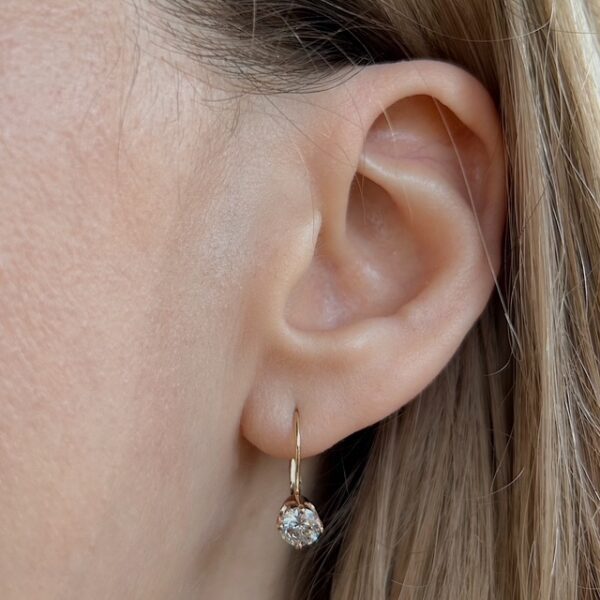 Estate Diamond Drop Earrings - Image 2