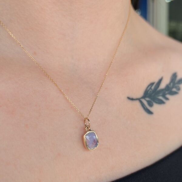 Estate Pink Agate Pendant - Image 2