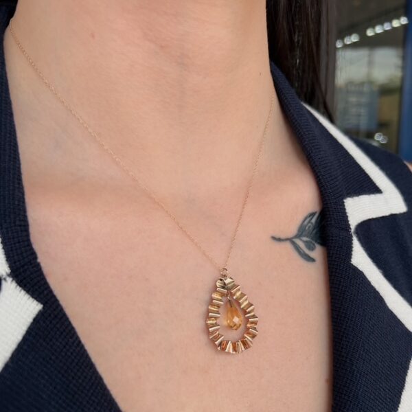 Estate Midcentury Citrine Pendant - Image 3